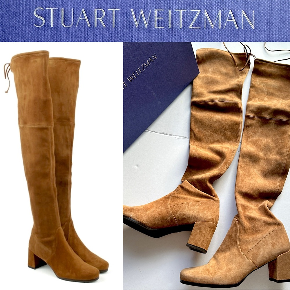 Stuart Weitzman Hinterland Tan Suede Block Heel O… - image 1
